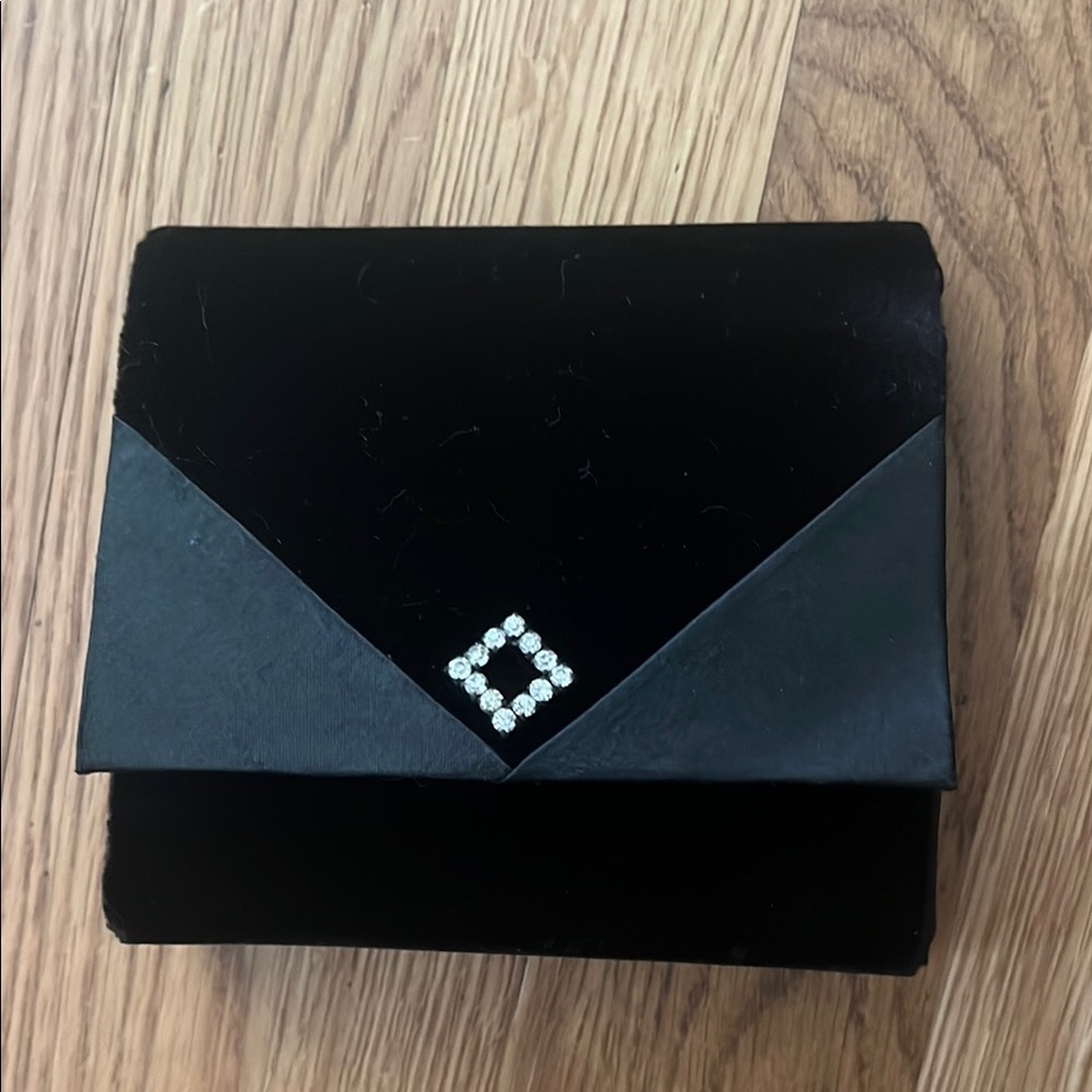 Elegant Black Clutch with Rhinestone Detail